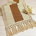 Fexia Table Runner 90 Inch Thanksgiving Decor with Tassels for Boho Macrame Farmhouse Style, Party Wedding Bridal Shower Decor, Brown (12x90 Inches)