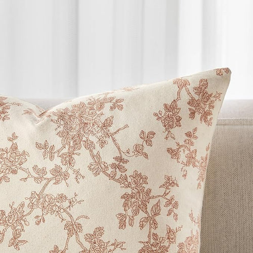 100% Cotton French Pastoral Throw Pillow Covers Set of 2, 16x16 Inch Terracotta Farmhouse Decorative Cushion Covers for Sofa Bed Living Room Home Decor
