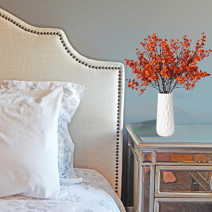 Mandy's Burnt Orange Artificial Baby’s Breath Flowers 6 Bundles Silk Gypsophila, 18.5 Inch European Style Modern Home Decor Centerpiece, Neutral Wedding Flower Arrangements