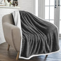 PAVILIA Sherpa Fleece Throw Blanket for Couch, Twin Size, Dark Grey, Plush Soft Fuzzy Sofa Blanket, Cozy Reversible Winter Throw for Women Men, 60x80 Inches