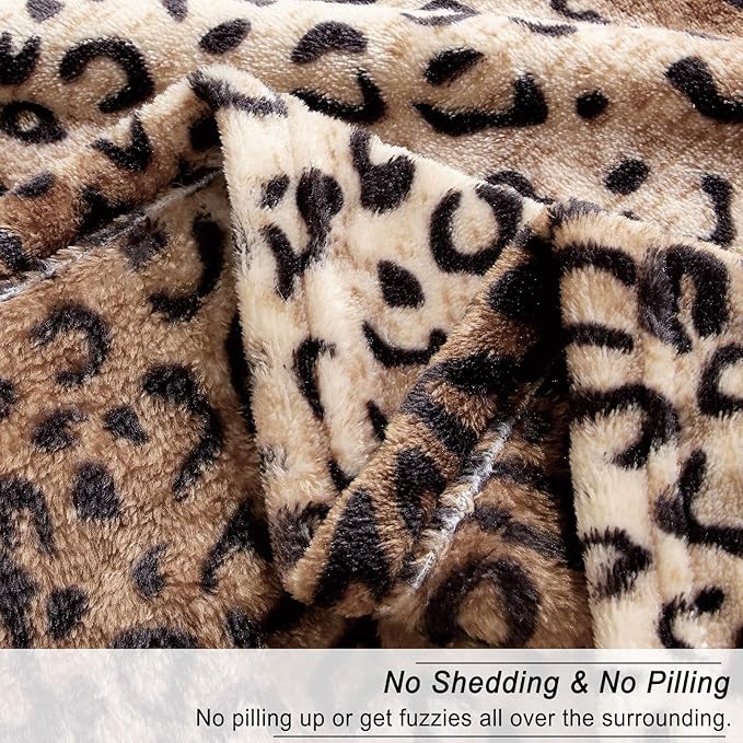 Viviland Flannel Fleece Blanket King Size 90x108 inches, Lightweight, Super Soft Cozy Warm Blanket, Leopard Print