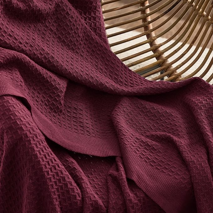 Bedsure Gentlesoft 100% Cotton Blanket King Size for Bed - Breathable and Soft for Spring Summer, Thick Cozy Waffle Weave Blanket Gifts for Women, Red, 104x90 inches