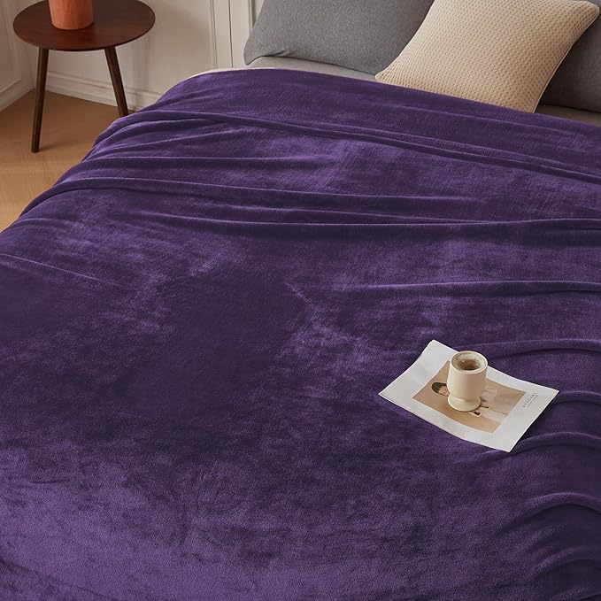 COOVA Oversized King Fleece Blanket 120x120 inches, Soft Cozy Warm Giant Extra Large 10'x10' Blanket for Bed, Sofa, Couch,Travel, Camping, California Huge Flannel Big Throw Blanket, Pueple