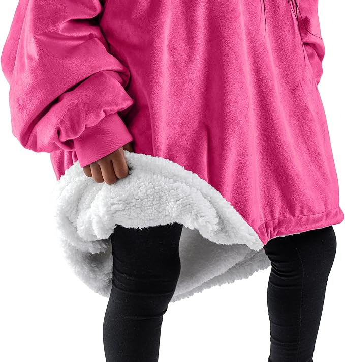 Bare Home Wearable Blanket Hoodie - Soft Plush Sherpa - Warm and Cozy - Oversized Wearable Blanket - Adult & Kid Sizes
