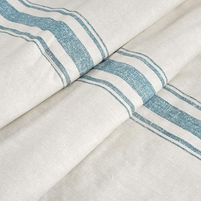 Lush Decor Farmhouse Stripe Reversible Throw, Single, 50" W x 60" L, Blue - Blue Throw Blanket For Bed - Soft Blanket - Couch Throw - Rustic Farmhouse Decor