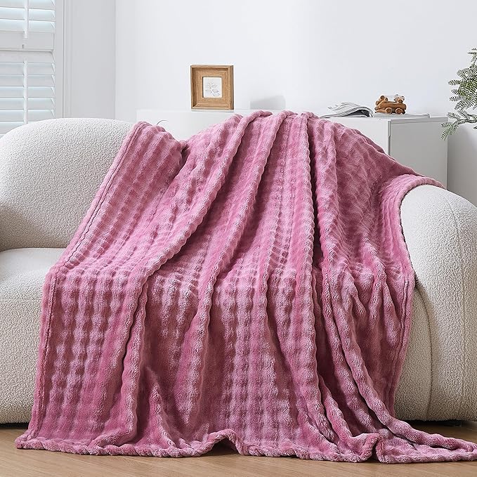 Fluffy 3D Bubble Throw Blanket for Couch & Bed – Cozy Soft Fleece Blankets for Women & Girls – Warm Lightweight Fuzzy Throw (50x60) – Machine Washable Gifts