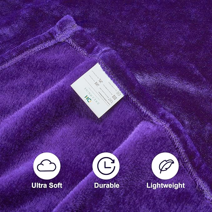 DREAMNINE Pack of 10 Soft Fuzzy Fleece Throw Blanket for Couch Sofa 50" x 60", Decorative Solid Lightweight Velvet Blankets for Chair, Cozy Accent Shaggy Plush Flannel Blanket for Bedroom, Purple