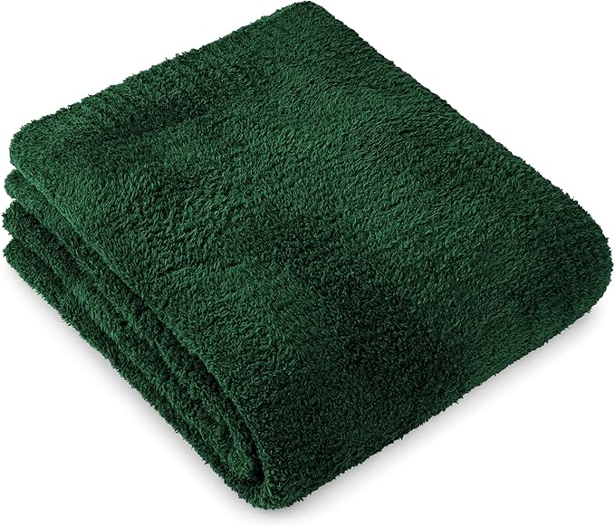 PAVILIA Super Soft Throw Blanket for Couch, Fluffy Cozy Lightweight Emerald Green Blanket, Large Fuzzy Warm Knit Blanket for Bed Sofa, Forest Green, 60x80