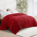 Whale Flotilla King Size Blanket for Bed with Jacquard Pattern, Fuzzy Soft Cozy Exquisite Blankets for All Season, Warm and Fluffy, 90x104 Inch, Red