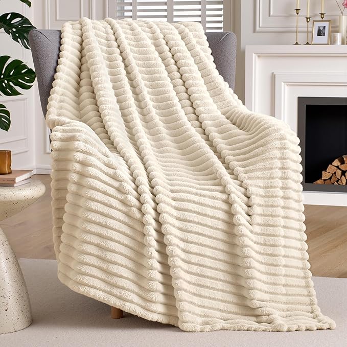 Joiedomi Beige Throw Blanket for Couch, Soft & Warm Beige Fleece Blankets Gifts for Women Mom, Cozy Cute Soft Throw 50x60 Inches