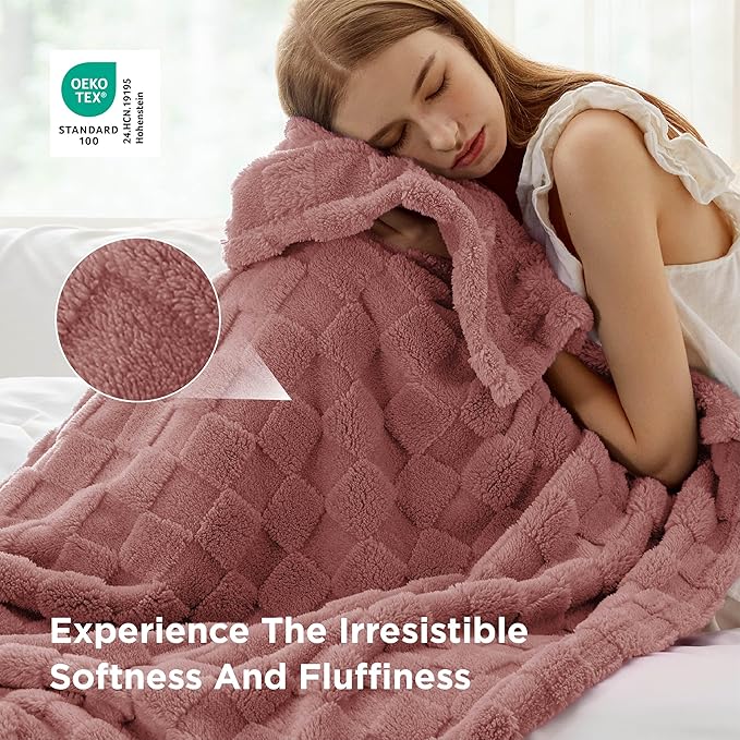 Bedsure GentleSoft Blankets Queen Size for Bed - Super Soft Cozy Blanket for Women Men Girls, Large Fuzzy Fleece Throw for Bedroom Decor, Dusty Pink, 90x90 Inches