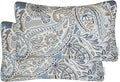 Mika Home Pack of 2 Oblong Rectangular Throw Pillow Cover Cushion Cases for Sofa Couch Chair,Paisley Pattern,12x20 Inches,Blue Brown Cream Multicolor
