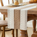 FEXIA Boho Table Runner for Home Decor with Out Tassels 72 Inches Long Farmhouse Rustic Table Runner Macrame Burlap Table Decoration for Living Room Bridal Shower(12x72 Inches)