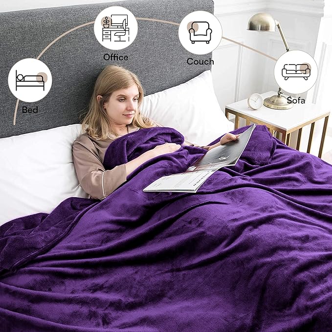 IR Imperial Rooms Fleece Blanket King Size, Pack of 8 – Soft 400 GSM Plush Microfiber King Size Blanket, Warm Lightweight King Blanket for The Bed, Bulk Value Pack 108x90 Inches, Purple