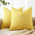 MIULEE 24x24 Inch Pack of 2 Decorative Linen Burlap Textured Euro Pillow Covers Farmhouse Boho Accent Pillowcases Spring Home Decor for Couch Sofa Bedroom Living Room Yellow