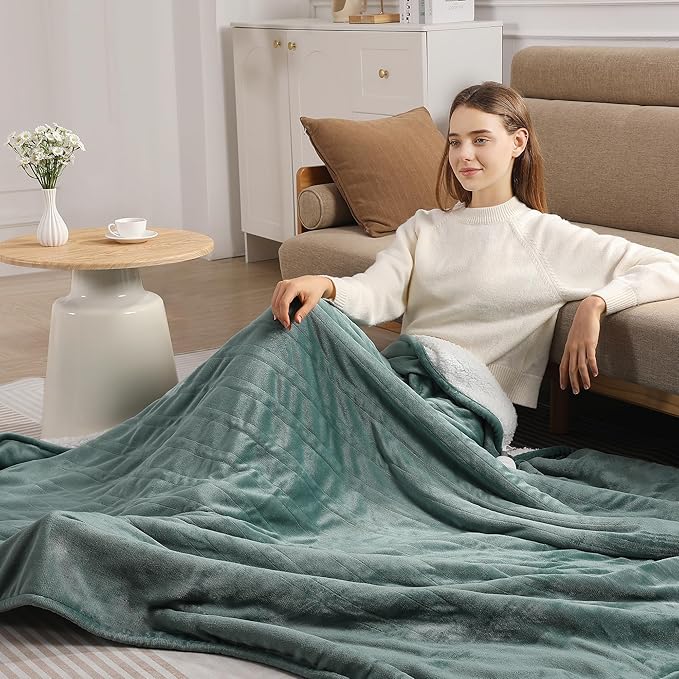Heating Blanket Queen Electric Blanket 84''X90'', Ultra Soft Silky Flannel and Fluffy Sherpa Heating Blanket with 5 Heat Levels & 10 Hrs Timer, ETL Certified & Overheat Protection, Gifts for Grandma