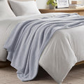 Madison Park Fuzzy Knit Blanket Dream Soft Blanket Cozy Breathable Cover Luxrurious Feathersoft Feel, All Seasons Lightweight Bedding for Summer Cover for Bed, Couch & Sofa, Twin, Grey