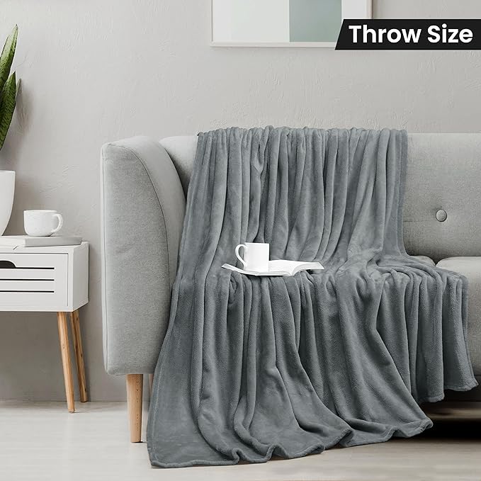 Utopia Bedding Cool Grey Fleece Blanket Throw Size Lightweight Fuzzy Soft Anti-Static Microfiber Bed Blanket (60x50 Inch)
