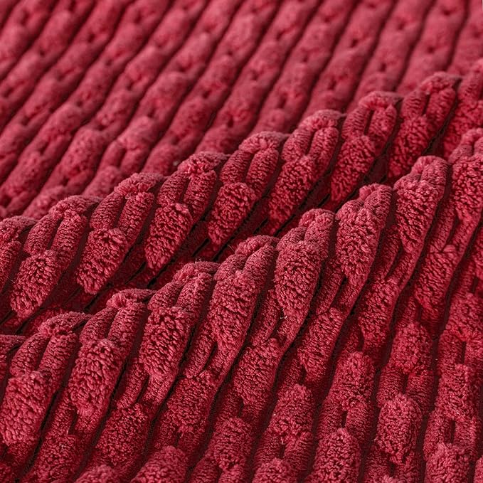 Set of 4 Burgundy Decorative Throw Pillow Covers 18x18 Inch Corduroy Pillow Covers for Bed Couch Sofa Living Room Soft Square Cushion Cases