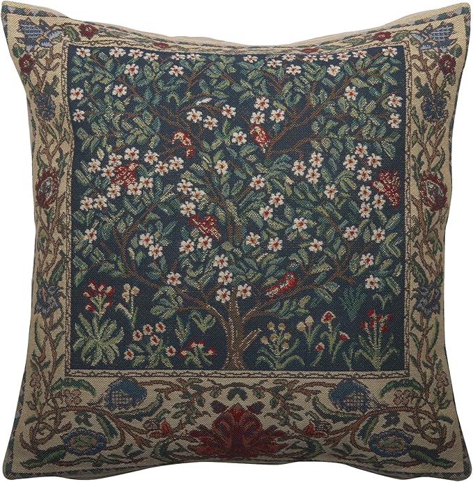 Charlotte Home Furnishings Throw Pillow Covers 16x16 in Green Tree Decorative Couch Pillow Covers Boho Decor European Tapestry Cushion Cases Living Room Cozy Home Decor Jacquard Woven Soft Cotton