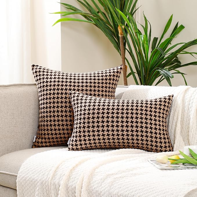 The Perfect Combination of AMAROTI Coffee Color and Gray, Exquisite Windmill Texture Pattern, 20X20 inch Farmhouse Living Room Sofa More Upscale Enjoy Jacquard Craft and Velvet Texture Fabric