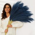 Blue Pampas Grass, 9 PCS 37''/3.1FT Tall Fluffy Fake Pompas Floral, Large Faux Pompous Grass Branches for Floor Vase Fillers, Boho Farmhouse Room Wedding Decor (Blue)