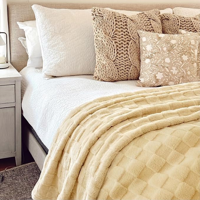 Bedsure GentleSoft Yellow Throw Blanket for Couch - Checkered Fleece Blankets Gifts for Women Men Girls, Cute Soft Cozy Throw for Bedroom Home Decor Gifts, 50x60 Inches