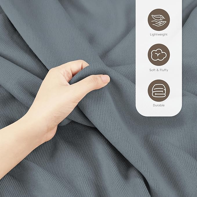 Utopia Bedding Knit Blanket King Size (90x102 Inches, Grey) Soft Lightweight Jersey Breathable Sweatshirt Blanket for Bed,Couch & Sofa