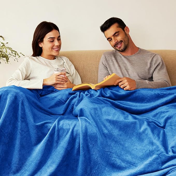 Exclusivo Mezcla Fleece Throw XL Blanket for Couch, Sofa, Super Soft and Warm Cobalt Blue Blankets, All Season, Cozy, Plush, Lightweight, 50x70 Inches
