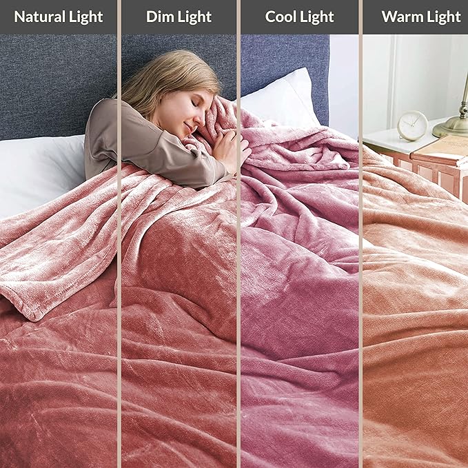 MOONLIGHT20015 Fleece Blankets Queen Size 90x90 Inches- 2 Pack - Super Soft Fluffy Throw Blanket for Sofa and Bed - Warm and Cozy Lightweight 400 GSM Microfiber Bed Throws Blankets (Queen, Pink)