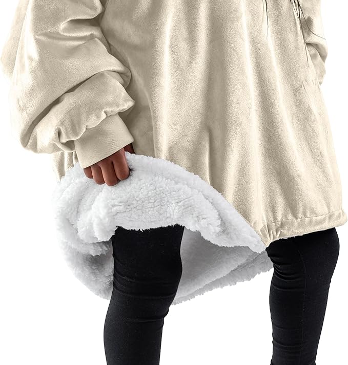 Bare Home Wearable Blanket Hoodie - Soft Plush Sherpa - Warm and Cozy - Oversized Wearable Blanket - Adult & Kid Sizes