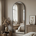 Antok Full Length Floor Mirror Arched Standing Mirror with Aluminum Frame - Freestanding Wall Mount Leaning Body Mirror for Bedroom Living Room Entryway, 58" L x 21" W, Black