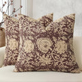 Vintage Floral Print Throw Pillow Covers 22x22 Set of 2 Neutral Modern Farmhouse Accent Decorative Cushion Covers Boho Home Decor for Couch Sofa Chair Bed Living Room, Oxblood