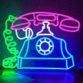 Telephone Neon Sign Retro Phone Light Up Sign Dimmable Landline Neon Light Colorful Phone LED Sign for Bedroom Office Bar Shopping Center School