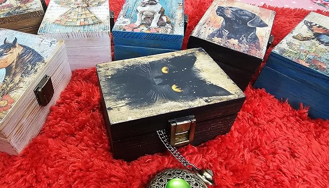 RK Collections Black Cat Trinket Box | Small Jewelry Keepsake Box | Pet And Paw Lovers Gift Idea For Animals (4 x2.75)