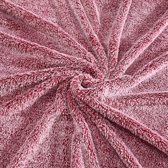 Exclusivo Mezcla Plush Fuzzy Fleece Bed Blanket King Size, Super Soft, Fluffy and Warm Blankets for Couch, Bed, All Season (Mixed Deep Red, 90x104 inches)