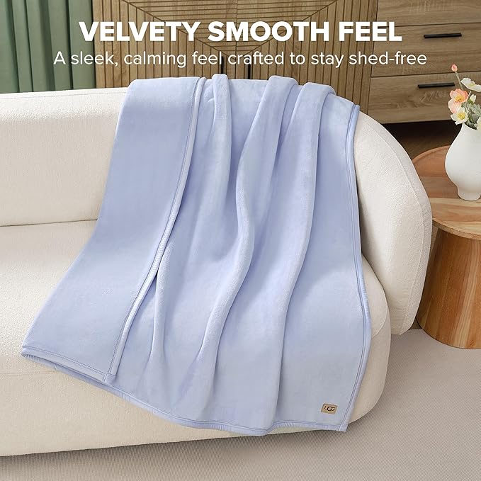 UGG Coco Plush Fleece Throw Blanket – Soft & Cozy Blanket for Couch, Bed & Sofa, Perfect for Home Decor, House Warming Gifts or Luxurious Birthday Gifts for Women, 50" x 70", Lavender Misty Wisteria