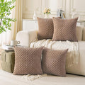 Set of 4 Light Brown Decorative Throw Pillow Covers 16x16 Inch Corduroy Pillow Covers for Bed Couch Sofa Living Room Soft Square Cushion Cases