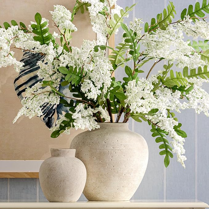 Vanselia Ceramic Flower Vase Home Decor - Large Tall Farmhouse Table Vases Rustic Vintage Living Room Kitchen Bedroom Decorations for House Book Shelf Office Coffee Desk Dining Fireplace (10" Rustic)