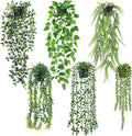 Der Rose 6Pcs Fake Hanging Plants Artificial Vines Faux Hanging Plants Indoor for Bathroom Kitchen Wall Bookshelf Outdoor Decor