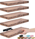 Sorbus Floating Shelves for Wall – 16 Inch Floating Shelf for Kitchen, Bedroom, Living Room, Bathroom, Home & Wall Decor - Mounted Bathroom Shelves with Invisible Brackets (Mahogany, 5 Pack)