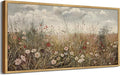SHENIFY Vintage Landscape Framed Wall Art Meadow with Flowers Farmhouse Decor Retro Wildflower Field Scenery Painting for Hallway Bedroom Living Room Dining Room - 20x40in Natural Framed