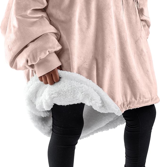 Bare Home Wearable Blanket Hoodie - Soft Plush Sherpa - Warm and Cozy - Oversized Wearable Blanket - Adult & Kid Sizes