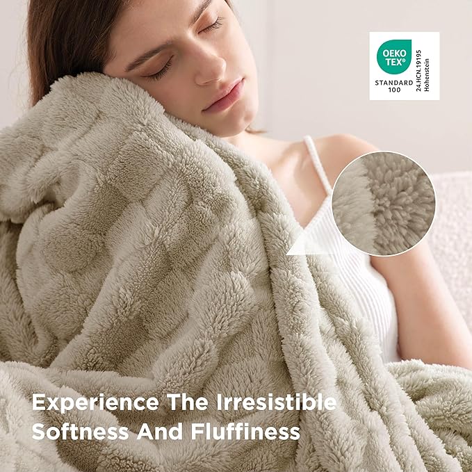 Bedsure GentleSoft Twin Blanket for Bed - Super Soft Cozy Blankets for Women Men Girls, Cute Fuzzy Fleece Throws for Bedroom Couch, Neutral, 60x80 Inches