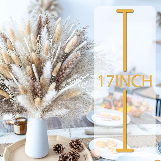300PCS Natural Pampas Grass Decor Bouquet | Boho Dried Floral Arrangement Centerpiece Table Decor Wedding Decor Rustic Decor (300PCS)