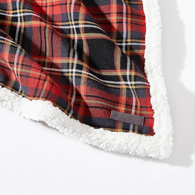Eddie Bauer - Blanket, Super Soft Reversible Sherpa & Brushed Fleece Bedding, Throw Blankets for Couch, Ideal for Lounging (Mountain Tartan Red)
