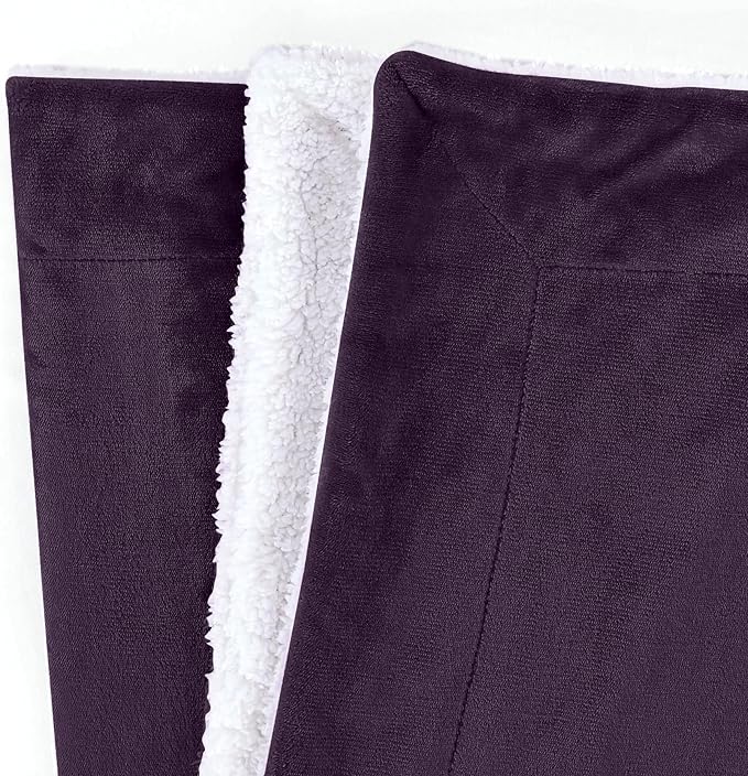 Mocassi Premium Ultra-Soft Flannel Fleece Sherpa Throw Blanket - Warm Cozy Reversible Plush Micromink Blanket for Couch, Bed and Sofa - Fluffy, Christmas Winter Bedding Gift, Queen, Purple