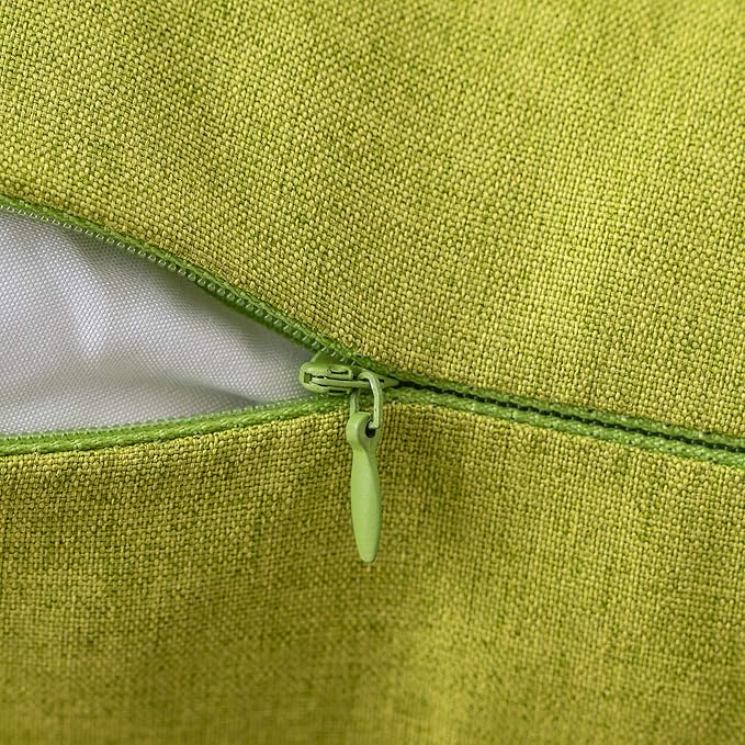 MIULEE Pack of 2 Decorative Outdoor Solid Waterproof Throw Pillow Covers Spring Faux Linen Garden Farmhouse Cushion Cases for Summer Patio Tent Balcony Couch Sofa 12x12 Inch Green