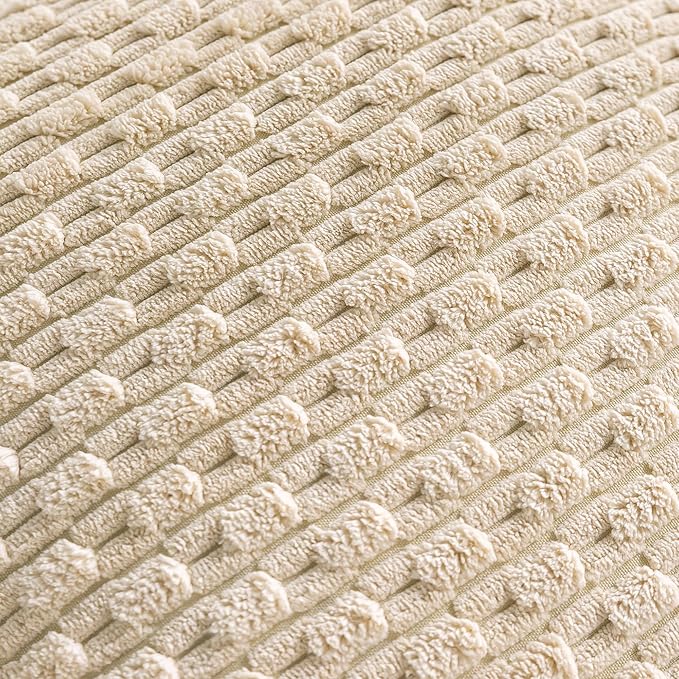 Set of 4 Beige Decorative Throw Pillow Covers 22x22 Inch Corduroy Pillow Covers for Bed Couch Sofa Living Room Soft Square Cushion Cases