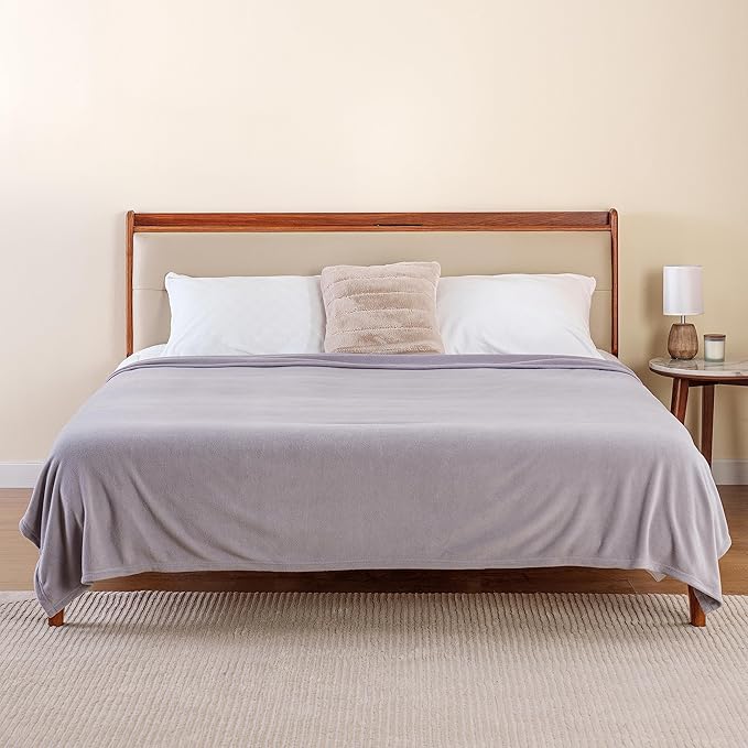 Berkshire Blanket Microfleece Queen Size Bed Blanket Chateau Gray,Lightweight Soft Breathable Plush Micro Fleece Blanket for Bed Couch Sofa,90x90 Inches